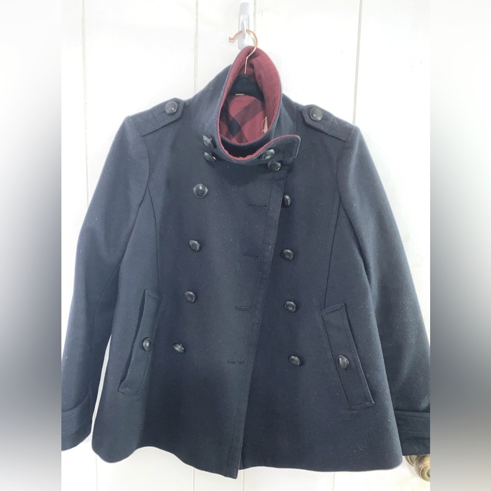 Burberry wool blend black peacoat jacket UK 6 US 4